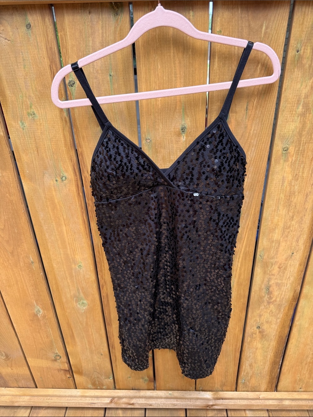 Source Unknown Black Sequin Slip Dress